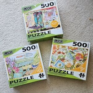 Set Of 3 LANG 500-Piece Puzzles